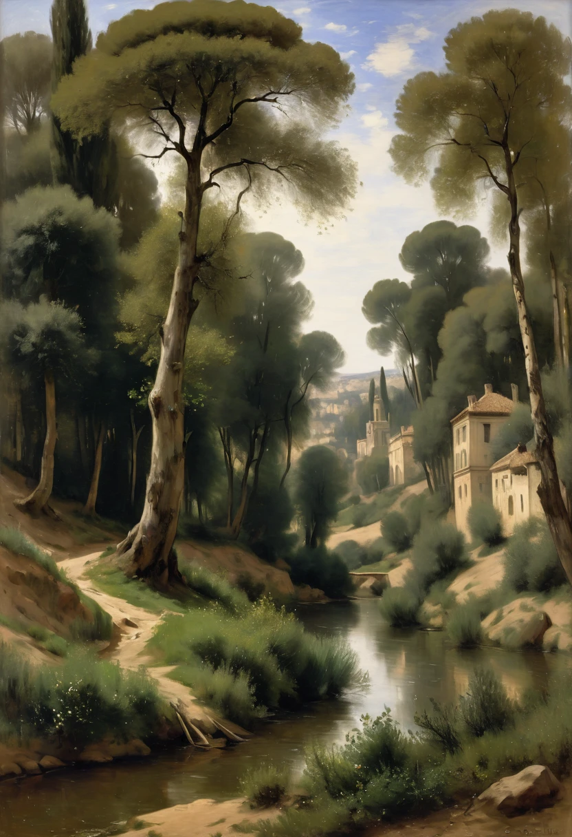 by Camille Corot, best quality, masterpiece, very aesthetic, perfect composition, intricate details, ultra-detailed