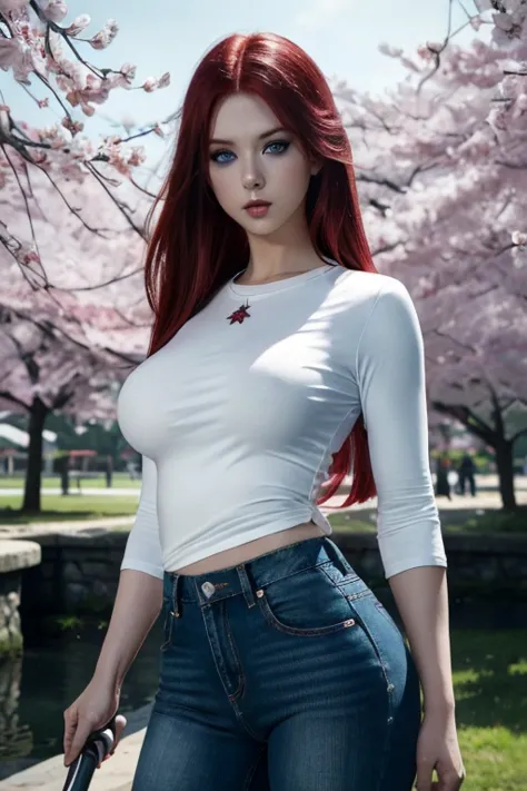 Ultra realistic, red-haired girl, seductive leaning forward detailed skin, pale-white (highlighted) skin, ultra realistic, 16k, ...