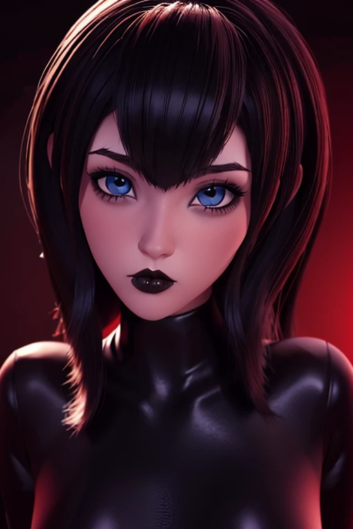 20 year old woman , lenceria, perfect asymmetrical face and detailed eyes 3D slender figure big oppais long hair, pose sexy , y mirando al espectador, imagen perfecta para wallpaper fanart, gothic makeup voluminous and red lips 