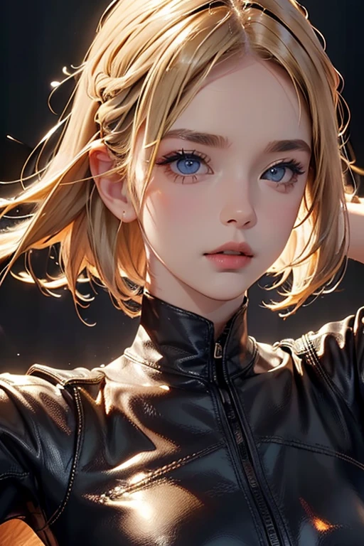 beautiful girl, Blonde hair, blue eyes big, cute face sexy pose top and rock, UHD, masterpiece, anatomically correct, Textured leather, Super Detail, High detail, high quality, Best quality, a high resolution, 8k