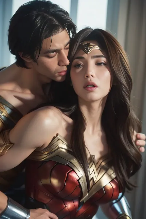 私はwonder womanです、完璧なwonder womanの衣装，on all fours,a man mounts me、hug from the front,お姫様hugged,hugged,being strangled,you can hol...