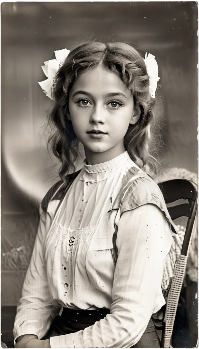 (最好的质量,4K,8千,高分辨率,杰作:1.2), 超详细, (实际的,photo实际的,photo-实际的:1.37), 黑白摄影, 肖像, 1920年代, 美国女孩, 23岁, 直接目光接触, 长发, 好的, 复古风格, 复古模式