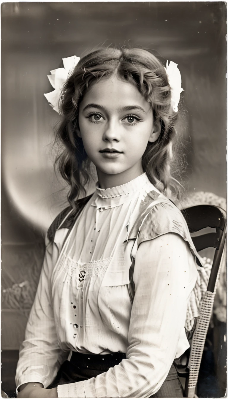 (best quality,4k,8k,highres,Meisterwerk:1.2), Ultra-detailliert, (realistisch,photorealistisch,photo-realistisch:1.37), Black and white photography, portrait, 1920er Jahre, American Girl, 23Jahrealt, direkter Augenkontakt, lange Haare, nice, Retro-Stil, Vintage Mode