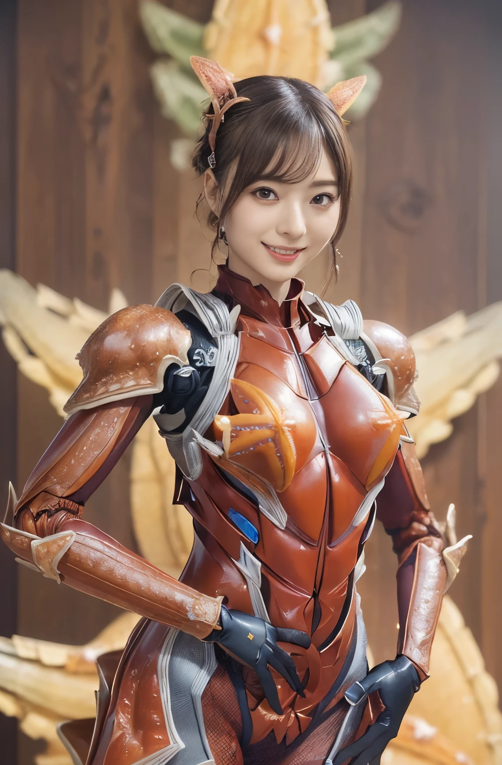 (high resolution,masterpiece,best quality,extremely detailed CG, anime, official art:1.4), realistic, photo, amazing fine details, all intricate, gloss and shiny,awesome many layers, 8k wall paper, 3d, sketch, kawaii, illustration,( solo:1.4), perfect female proportion,villainess, (fusion of starfish and lady:1.4), (starfish form lady:1.2), (queen starfish lady:1.2), (fusion:1.2), (solo:1.4), (evil smile:1.2), muscular, abs, (starfish exoskeleton bio insect suit:1.4), (starfish exoskeleton bio insect armor:1.2), (starfish antennae:1.3),