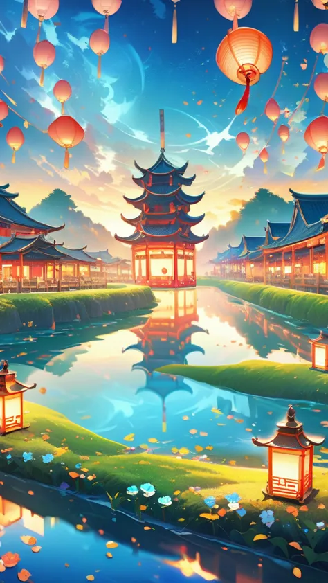 A beautiful Lantern Festival，A Chinese-style festival element，Beautiful scenery，HD，Wallpaper effects，The joy of the festival is ...