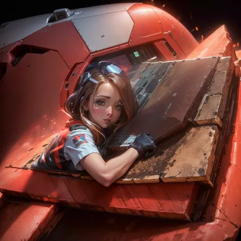 (highres:1.2),pilot outfit,woman,cute,sexy,red lion,voltron,cockpit,volcano,nearby,portraits,landscape,vivid colors,bokeh,studio...