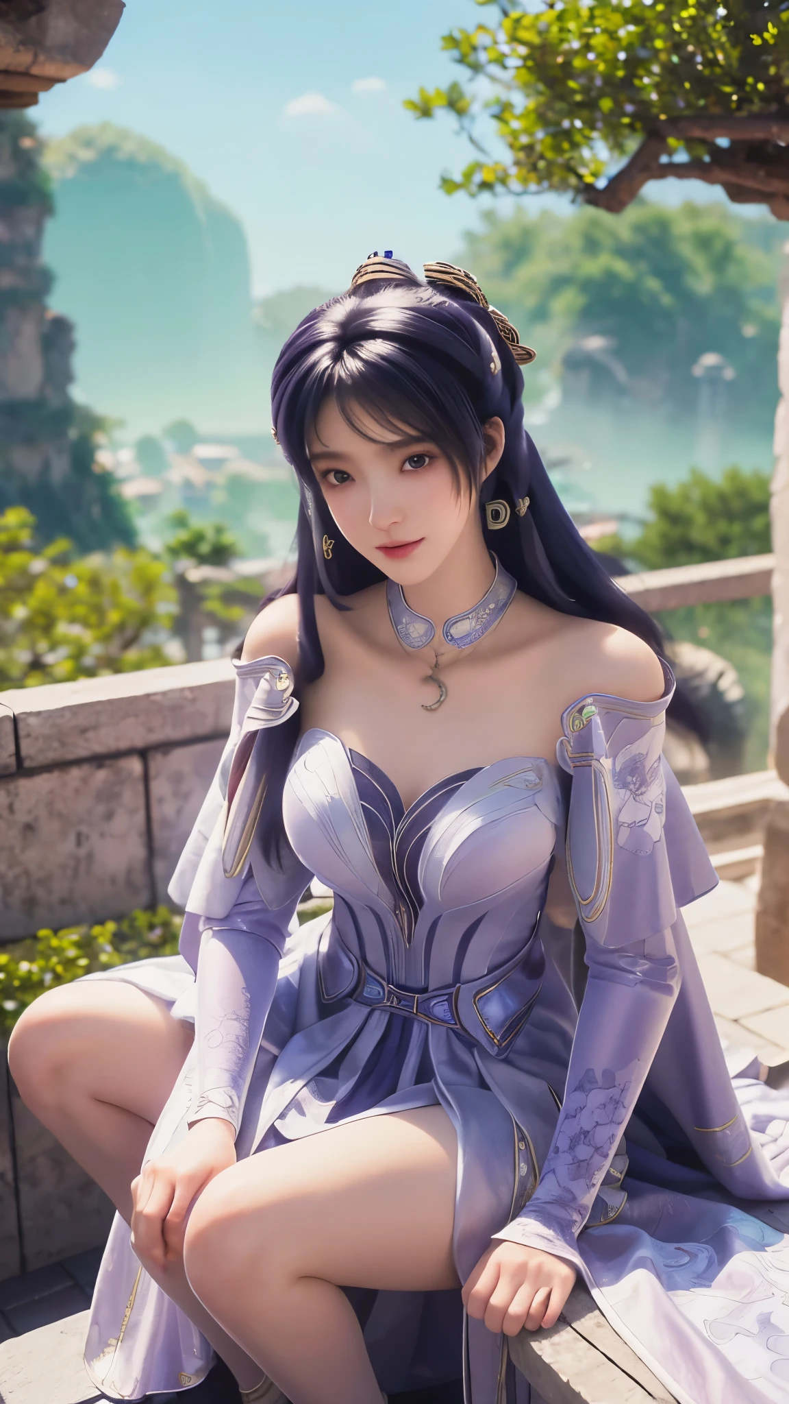 Arad woman in dress sitting on windowsill, cute anime waifu in a nice dress, trending on cgstation, 8K high quality detailed art, anime barbie in white, highly detailed exquisite fanart, Extremely detailed Artgerm, the anime girl is crouching, Flowing magic robe, Beautiful and attractive anime woman, WLOP 和 Sakimichan
