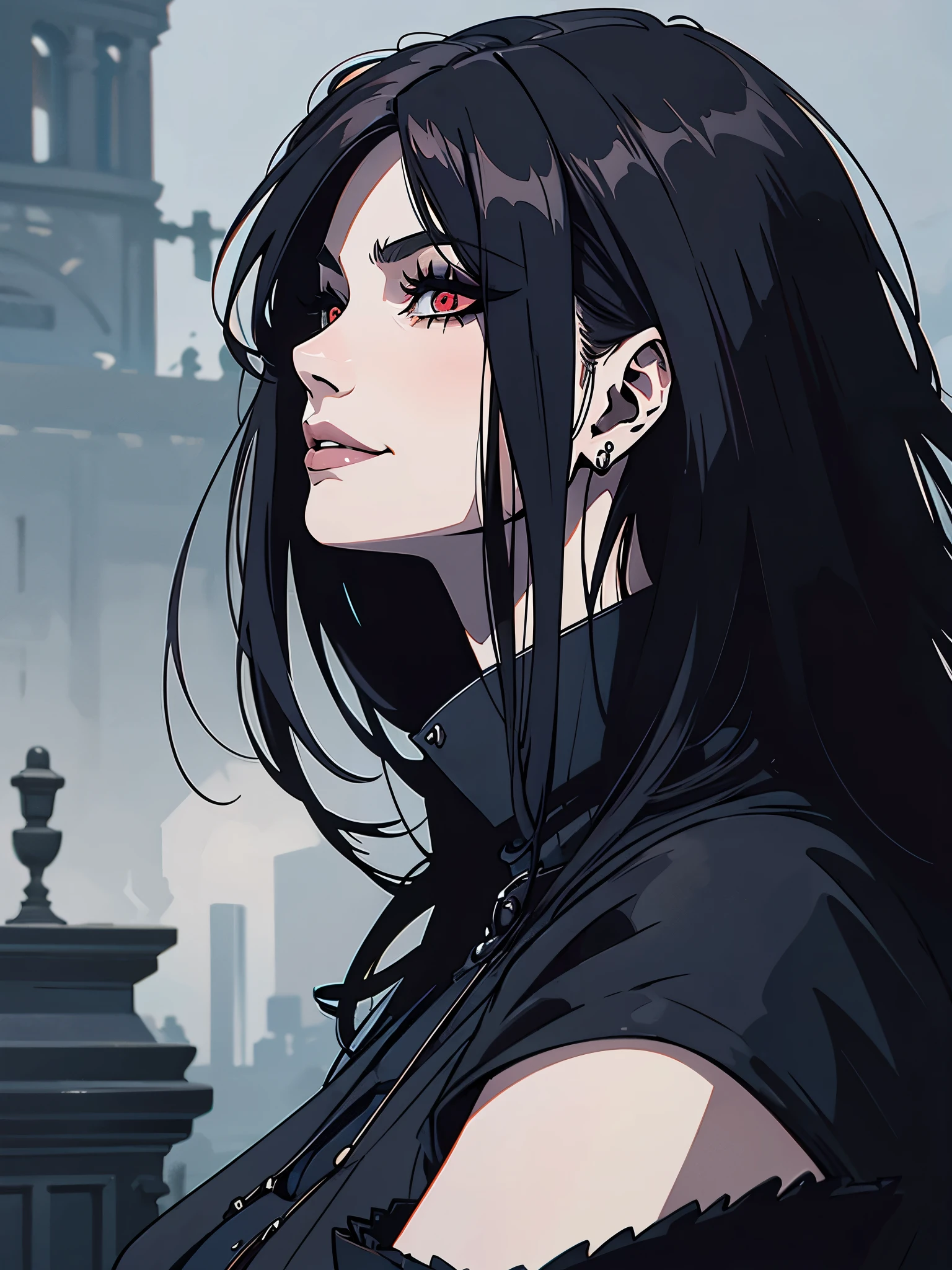 (best quality,4k,8k,highres,masterpiece:1.2),ultra-detailed,(realistic,photorealistic,photo-realistic:1.37),goth korean girl, gothic,1woman,dark town,red eyes,dark ambient,low saturation,anime style,pale skin,long flowing hair,gothic clothing,silhouette,surreal background,mysterious atmosphere,intense emotions,melancholic expression,lens flare,dramatic shadows,symbolic elements,heavy makeup,pale and dark colors,misty fog,ethereal beauty,subtle texture, dark makeup, back shot , full body, wicked smile, seductive witch, the "S" curve model pose, piercing all over the face
