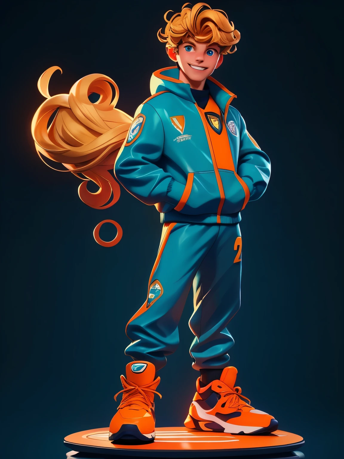 A cartoon character of a girl with long blonde hair and orange shoes -  SeaArt AI