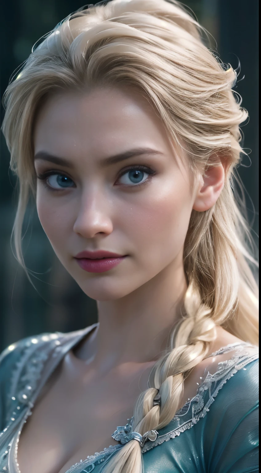 Elsa Frozen chunly Fusion. Fond d&#39;écran CG Unity 8K très détaillé, photo de style, Complexe, Détails élevés, Spectaculaire, image fixe de film de la plus haute qualité, très détaillé, chef-d&#39;œuvre, Meilleure qualité, conception de personnages, Elsa, Elsa From Frozen, (( Style sombre)), Style de rendu ultra-détaillé réaliste, Lumière naturelle, sharp conception de personnages, (hard Focus, 8k), (((texture naturelle de la peau))), textures 8k, soFt cinematic lighting, Adobe Lightroom, Pièce sombre, HDR, sophistiqué, élégant, Détails riches, Look focalisé net) )), tons apaisants, Frénésie des détails, détail complexe, Super détail, faible contraste, SoFt Film Lighting, Couleurs ternes, mélange d&#39;exposition, HDR, disparaître, 35mm, F/1.4, OIN, F16, 25 secondes , poitrine moyenne,