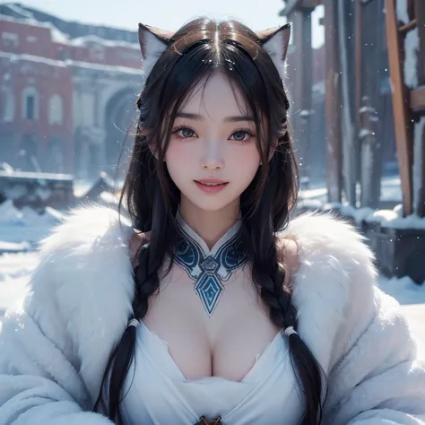 extremely heavy snow,snow mountain、hair flows、 ((highest quality、masterpiece、8k、best image quality、ultra high resolution、award-w...