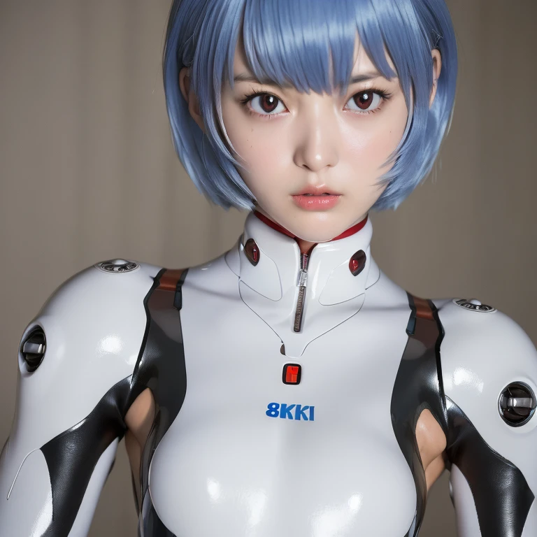 ( (8K:1.27), 최상의 품질, 걸작, 초고해상도:1.2) 일본 여성 사진 (아름다운:1.1), Rei Ayanami, 작은 가슴, 플러그 슈트, 바디수트, 현실적인, 정확한 해부학