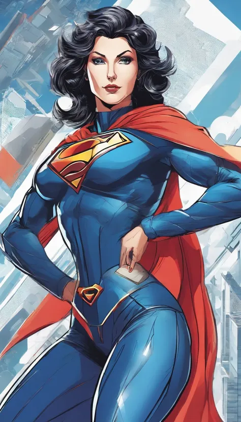 A woman in a superman costume with long hair and a cape - SeaArt AI