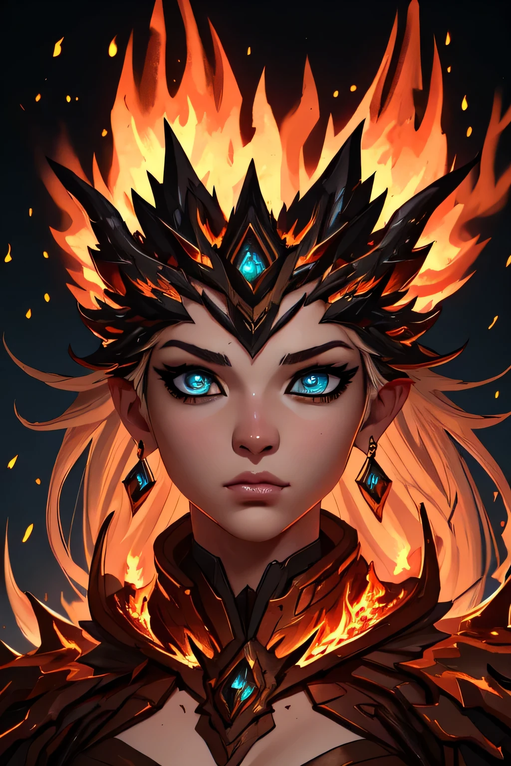 Fire Elemental, (masterpiece:1.2, best quality), (finely detailed eyes: 1.2), (Solitary), Practical, Depth of Field, 8k, 4K, masterpiece, ((detailed)), Practical, photoPractical, high quality, highly detailed, Focus, Clear, ultra Practical, Looking at the audience, Forward facing , Perfect eyes, masterpiece eyes, In the popular framework on ArtStation