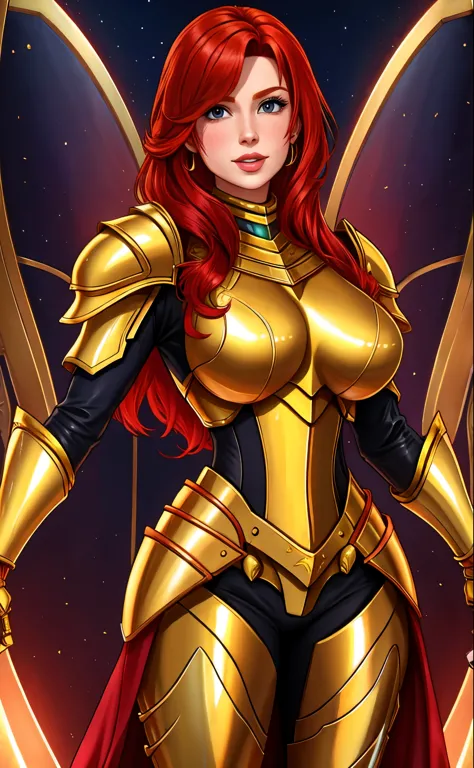 redhead, golden armour
