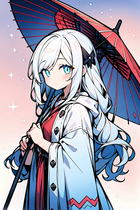 ((1 girl)), (detailed and clear face) ,cute女性,raincoat, hold an umbrella,  cute背景,((very detailed,highest quality, high resoluti...