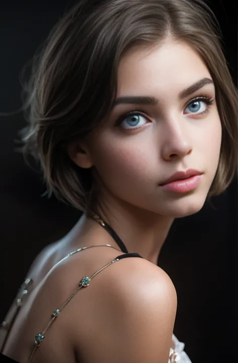 Realistic Photography, Beautiful Young Female Short hair