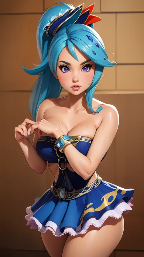 ((masterpiece)), ((best quality)), (detailed), perfect, solo, rosalina, gorgeous girl, luscious lips, blue hair,