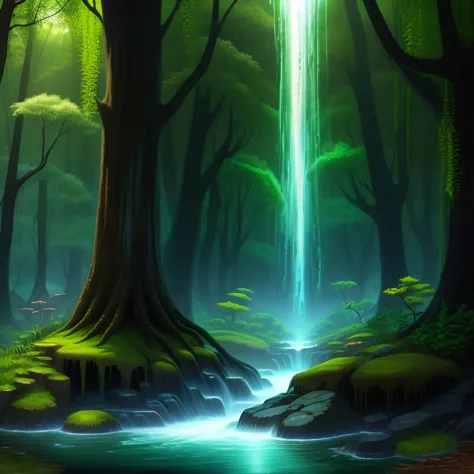 ((Best quality)), Lust, cave, forest, liquid, breeding, fantasy, breeding cycle, water.