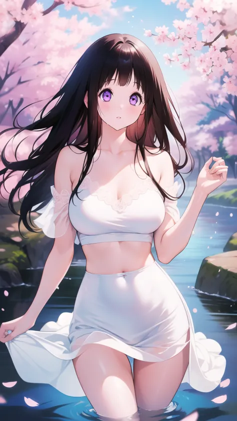 Amazing Chitanda, There is only one beautiful girl，Purple Eyes, Black Hair, Very red face，Very white skin，Glowing skin，Skin as d...