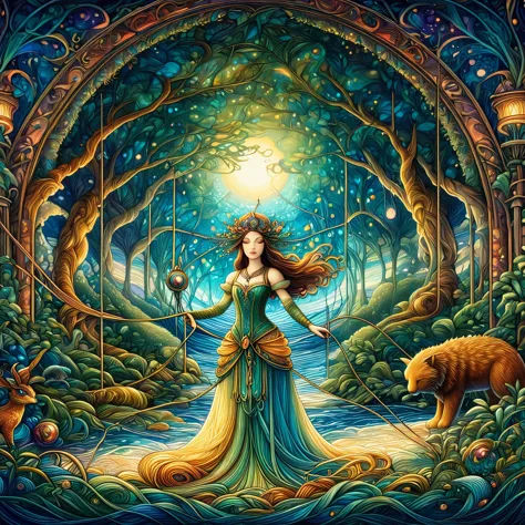 in the realm of dreams, a mystical art nouveau enchantress spins threads of possibility into intricate tapestries of imagination...