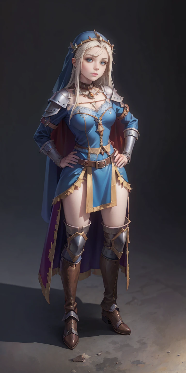 ((Fundo liso)) corpo inteiro de uma mulher em um vestido com véu, PÉS JUNTOS, standing PÉS JUNTOS, botas militares, linda fantasia donzela escrava guerreira, lindo retrato de arte de fantasia, arte vitoriana de fantasia, arte de fantasia medieval, linda e elegante rainha Roxxane, retrato da rainha da luz, arte de retrato de fantasia, arte de fantasia gótica, uma linda imperatriz de fantasia, mãos nos quadris