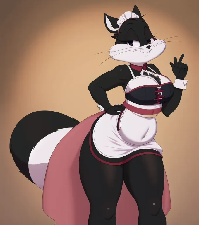 penelope, wearing a maid outfit, belly expose