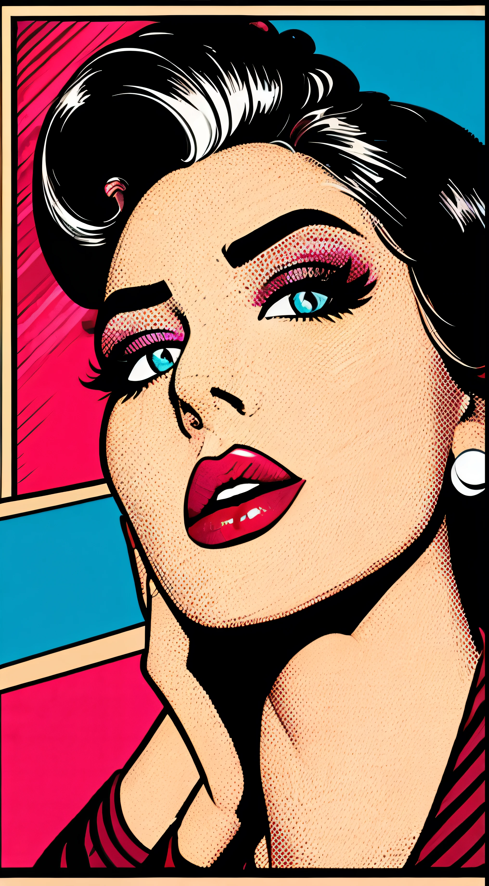 full shot of sexy secretary with popart style, The protagonist is Lola, a flawless looking woman with brown hair, expressive lined eyes and intense red lips.with a short skirt and a low-cut shirt with modern elements, using vibrant colors like red, black and white. different poses and angles with the same character, White background