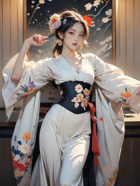 (8k, highest quality, masterpiece)，{Realistic, RAW Photos, Super Fine Clear, Portraiture, (Influenced by ukiyo-e Painting style:...