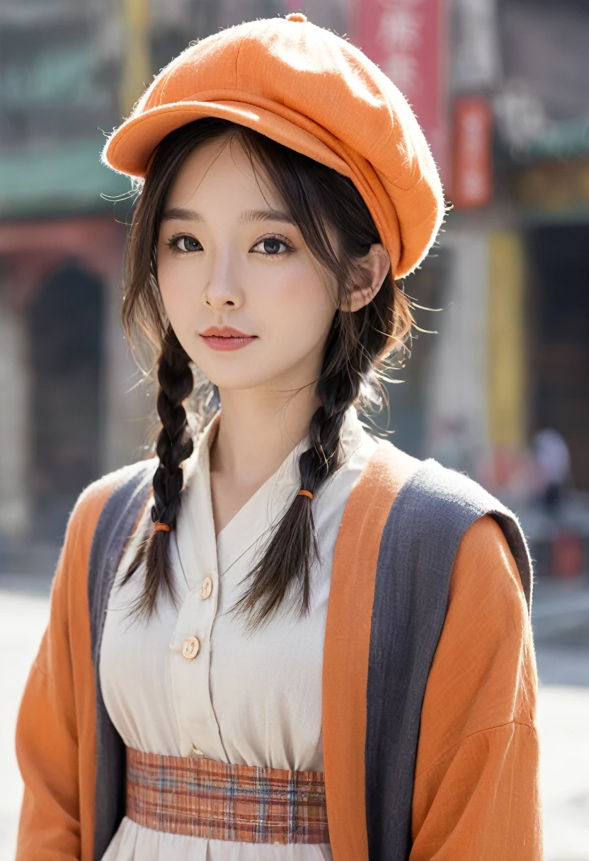 Female Pigsy，journey to the west，low length，Orange Newsboy Cap