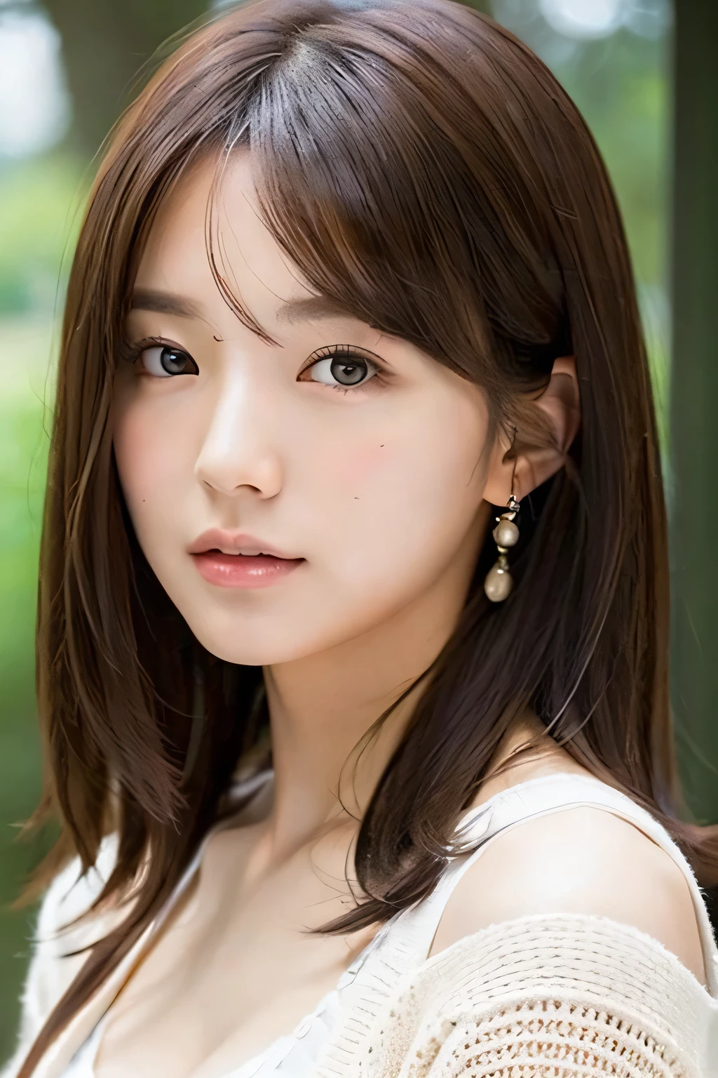 8k, highest quality, masterpiece, Realistic, Realistic, Very detailed, Natural light, Highly detailed face and skin, Fine grain, Highly detailed face and skinの中間ショット, Beautiful woman staring at camera, Sexy pose, Beautiful Face, Realistic Face, Detailed face, Beautiful hairstyle, Realistic eyes, fine grain, Realistic Skin, Detailed skin, Beautiful Skin, charm, Ultra-realistic, Sexy Cardigan, kind, Brown Hair, Cute Japanese Girl, whole body