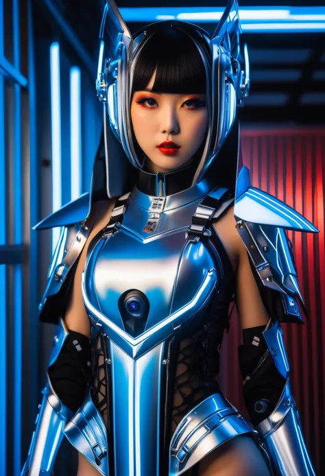 stunning portrait of a beautiful japanese girl, hyper-realistic character, fantasy futuristic clothes, modern japan culture, ins...