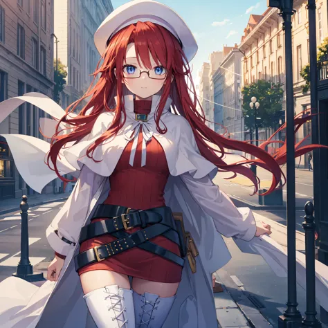 pov,(nsfw:1.2),summonnightaty, aty, (young:1.3),long hair, blue eyes, red hair, beret, hat, glasses,
break long hair, thighhighs...