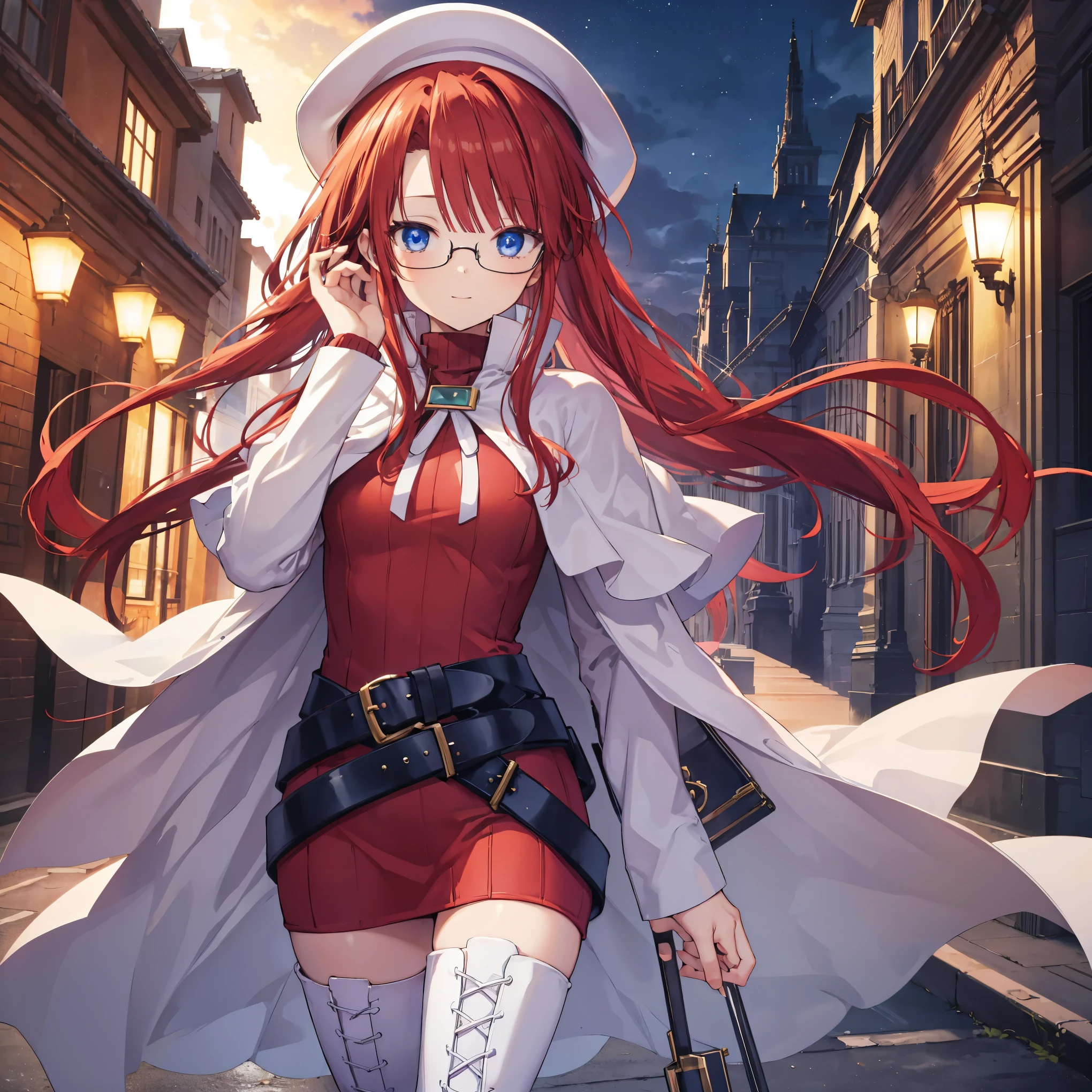 pov,(nsfw:1.2),summonnightaty, aty, (young:1.3),long hair, blue eyes, red hair, beret, hat, glasses,
BREAK long hair, thighhighs, hat, dress, boots, glasses, belt, cape, sweater, zettai ryouiki, beret, thigh boots, white footwear, ribbed sweater, loose belt,solo,
BREAK outdoors, fantasy,
BREAK (masterpiece:1.2), best quality, high resolution, unity 8k wallpaper, (illustration:0.8), (beautiful detailed eyes:1.6), extremely detailed face, perfect lighting, extremely detailed CG, (perfect hands, perfect anatomy),light_smile ,(half_eyes:1.4),sword,sleepy,dynamic_running,barrel,red_sweater,apart_legs,magical_effect,focus_ass,spread_legs, back,focus_back