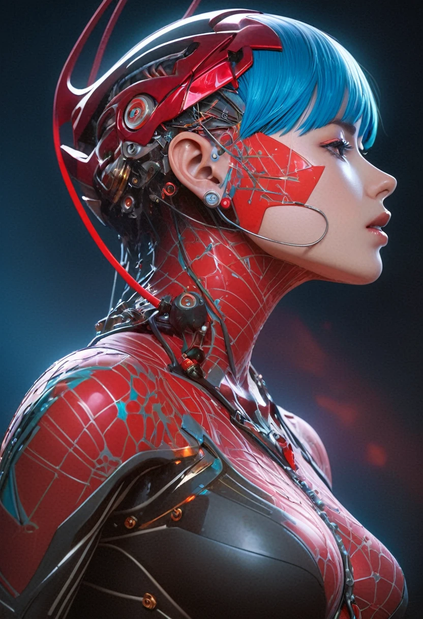 masterpiece, best quality,,(1girl:1.2) ,national_costume,science fiction,fang,(black long hair:1.2),, highly detailed,    ultra detailed of a beautiful profile, biomechanical cyborg,deamon cyborg  intricate, elegant, highly detailed,  , sharp focus, red black hole, (red theme:1), MCSkin complex 3d render ultra detailed of a beautiful profile, biomechanical cyborg,  beautiful natural soft rim light, , colorful details, , pearl earring, piercing, art nouveau fashion embroidered, intricate details, mesh wire, mandelbrot fractal, anatomical, facial muscles, cable wires, microchip, badass, hyper realistic, ultra detailed, octane render, volumetric lighting, 8k post-production, red and white with a bit of black, detailled metalic bones, semi human, iridescent colors, Glenn Brown style, black room, ,backlighting,cinema light,fficial art, unity 8k wallpaper, ultra detailed, beautiful and aesthetic, masterpiece, best quality, (zentangle, mandala, tangle, entangle), (fractal art:1.3) , 1girl, extremely detailed, dynamic angle, cowboyshot, the most beautiful form of chaos, elegant, a brutalist designed, vivid colours, romanticism, by james jean, roby dwi antono, ross tran, francis bacon, michal mraz, adrian ghenie, petra cortright, gerhard richter, takato yamamoto, ashley wood, atmospheric, ecstasy of musical notes, streaming musical notes visible