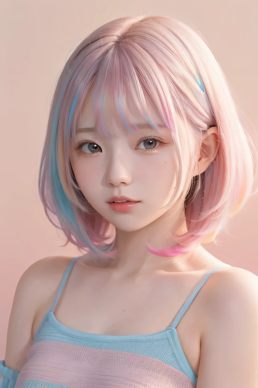 höchste Qualität, Meisterwerk, Ein Mädchen, , 8K Hintergrundbild,Pastel Gradient Hair