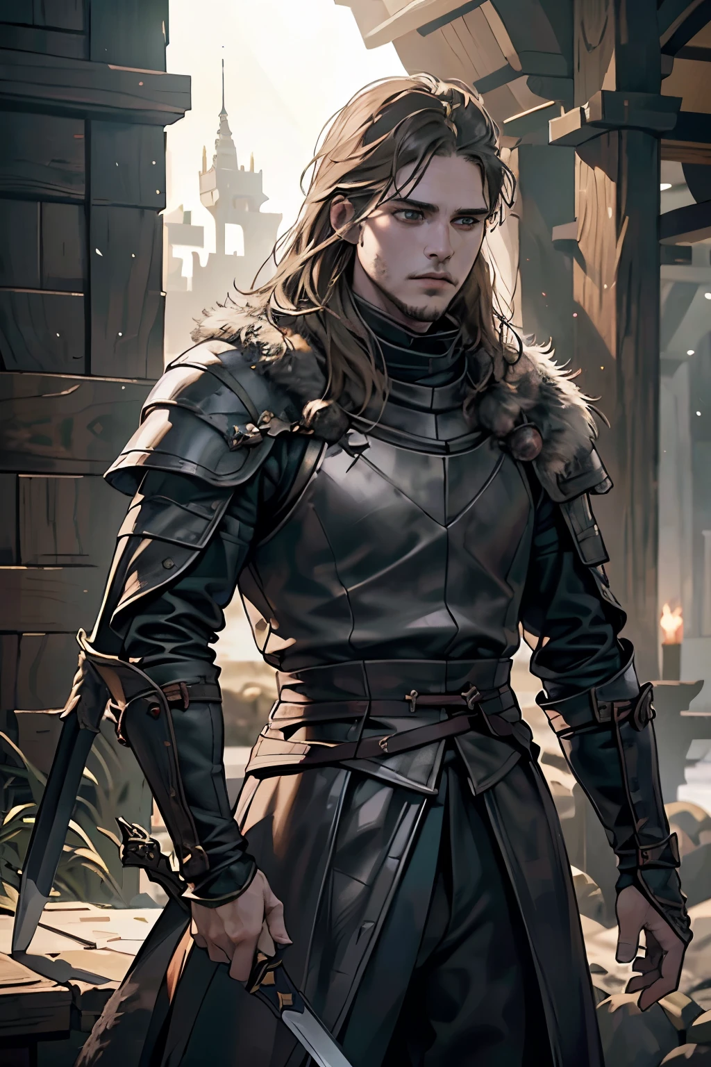 (Jon neve, desenho estilo anime, Perfeição da série Game of Thrones, trajes e acessórios de anime altamente detalhados, retrato anatomicamente preciso, classificação de cores cinematográfica, profundidade superficial de campo, efeito bokeh, orgulhoso filho de Ned Stark, rei no norte, um senso de promessa e compromisso, Poder radiante, força robusta, agilidade inflexível, espírito guerreiro, banhado pela luz intensa do campo de batalha, esgrima magistral, um verdadeiro líder no campo de batalha.

Imagine Jon neve's anime avatar, com detalhes intrincados que capturam a essência de seu personagem da série Game of Thrones. Seu traje de anime altamente detalhado