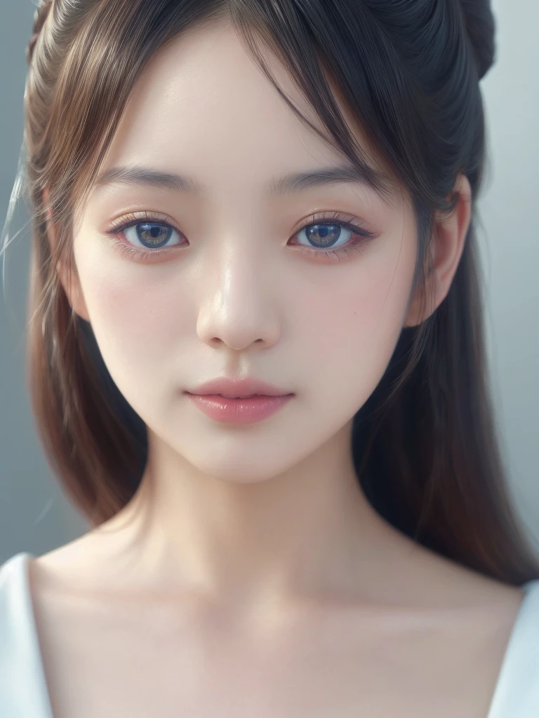 Hyper-realistic portrait oF a Japanese girl, Elegant and sophisticated, close up, shallow depth oF Field, soFt lighting, high resolution, accurate statement, Unique, Creative, Sufficient lighting, Clear details, Canon EOS R5, 85mm lens, F/1.2, reFined, Well structured, Unique pose, Neutral tones, Intricate details, Natural Beauty