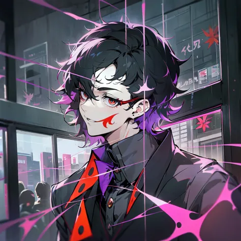 person 5, joker, taking to the streets of shibuya at night to hand out warning letters, it breaks through the windowpane of the ...