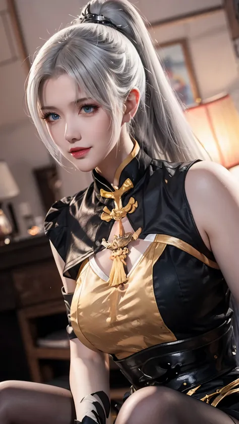 ，Close-up of miss wearing white mask, Beautiful character painting, guweiz, Gurwitz-style artwork, White-haired god, author：Yang...