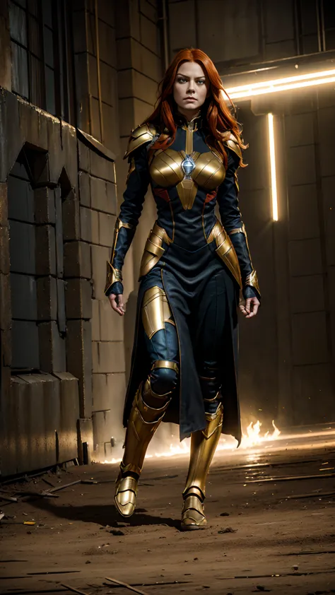((full-length photo, standing, feet on the ground)) [best quality,ultra-detailed,realistic,photorealistic:1.37],jean grey x men ...