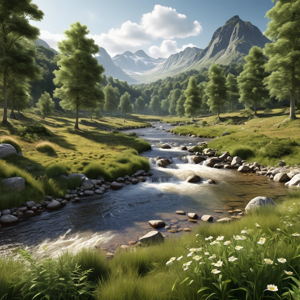 A fairly busy photorealistic natural landscape