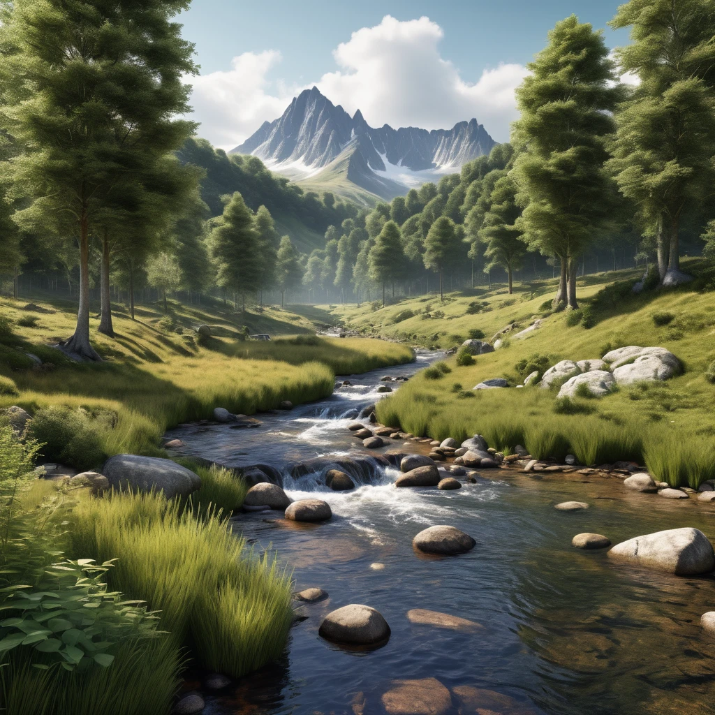 A fairly busy photorealistic natural landscape
