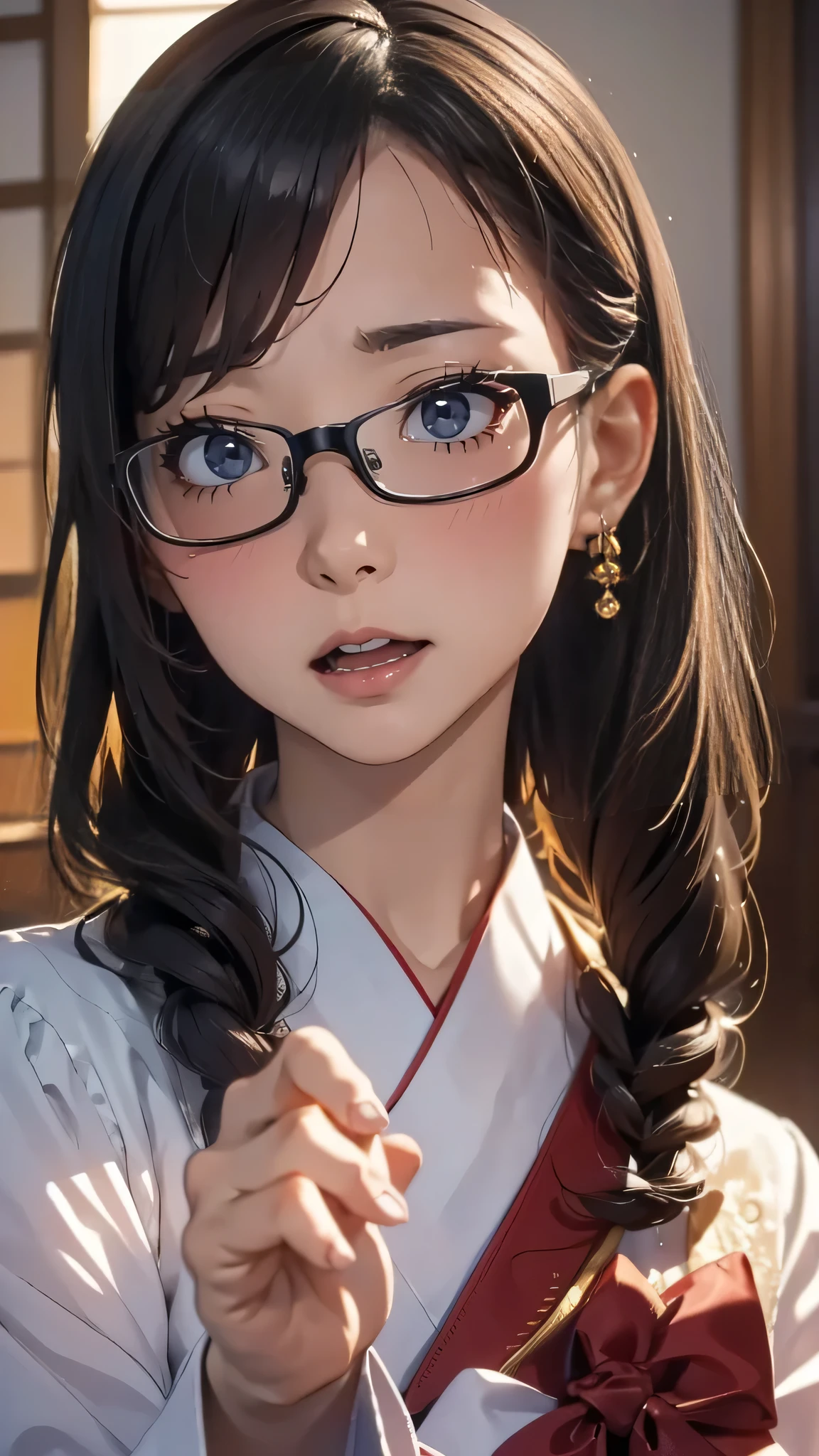 (random japanese clothes),(random pose),(random hairstyle),(Highest image quality,(8k),ultra-realistic,best quality, high quality, high definition, high quality texture,high detail,beautiful detailed,fine detailed,extremely detailed cg,detailed texture,a realistic representation of the face,masterpiece,Sense of presence),(wearing glasses:1.1)
