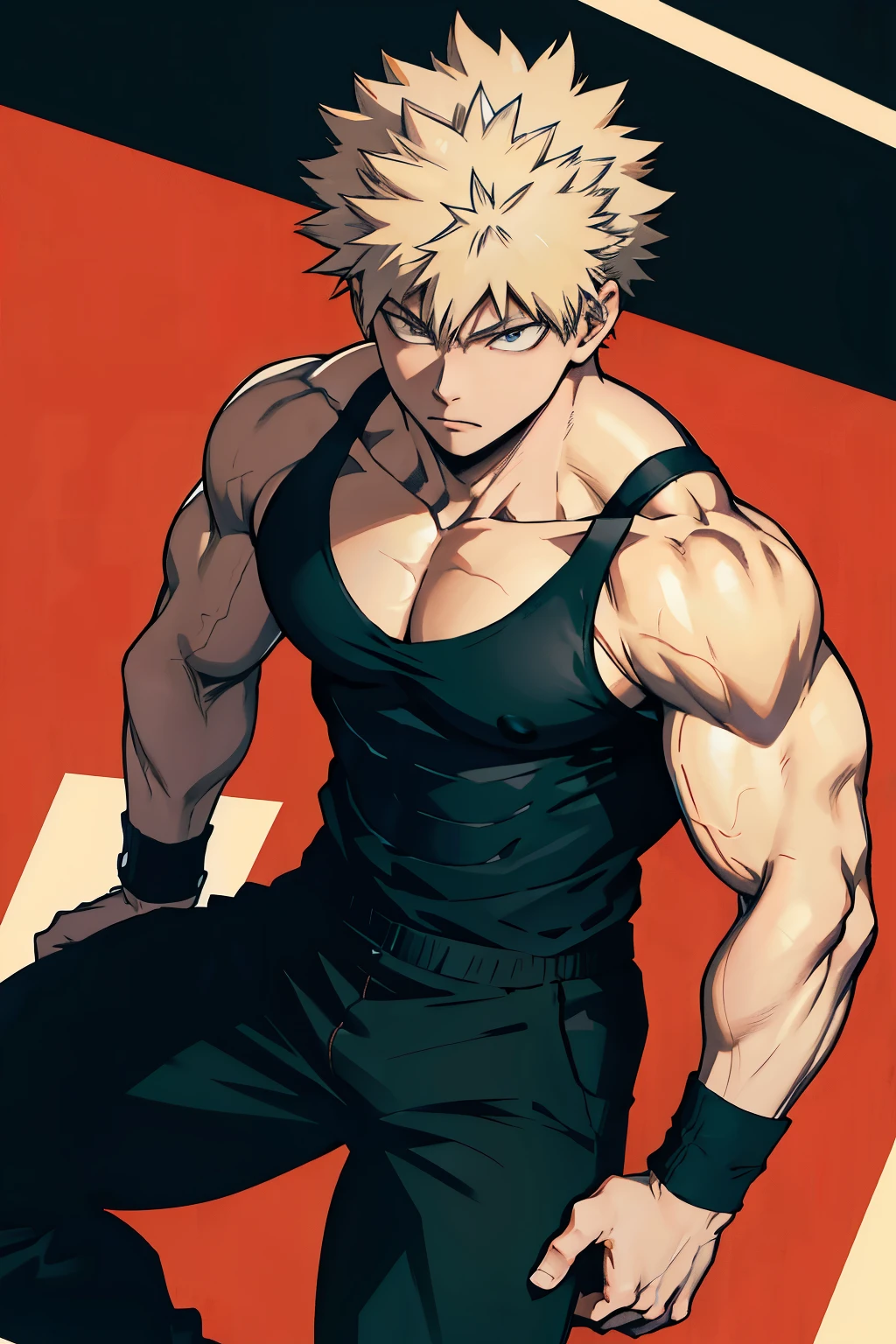 A close up of a man with a muscular body and a black shirt - SeaArt AI