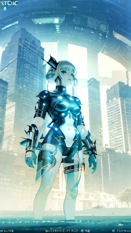 (double exposure),1female\(cute,kawaii,age of 16,,hair color neon,hair clip,eye color cosmic,big eyes,pale skin,extremy white skin,glossy body,futuristic costume,(open stomach:1.0),six-pack abs,(cute pose:1.6)\),background\(at noisy city,neon lights,outside,night,skyscraper\), BREAK ,quality\(8k,wallpaper of extremely detailed CG unit, ​masterpiece,hight resolution,top-quality,top-quality real texture skin,hyper realisitic,increase the resolution,RAW photos,best qualtiy,highly detailed,the wallpaper,cinematic lighting,ray trace,golden ratio\),(dynamic angle:1.5),from below,(close up:0.6),[nsfw:2.0],[nsfw:2.0],(futuristic:2.0)