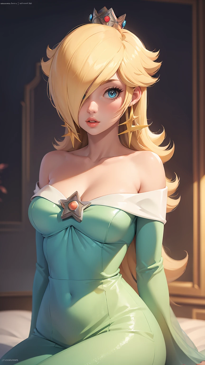((masterpiece)), ((best quality)), (detailed), perfect, solo, Rosalina, gorgeous girl, luscious lips, blonde hair, 