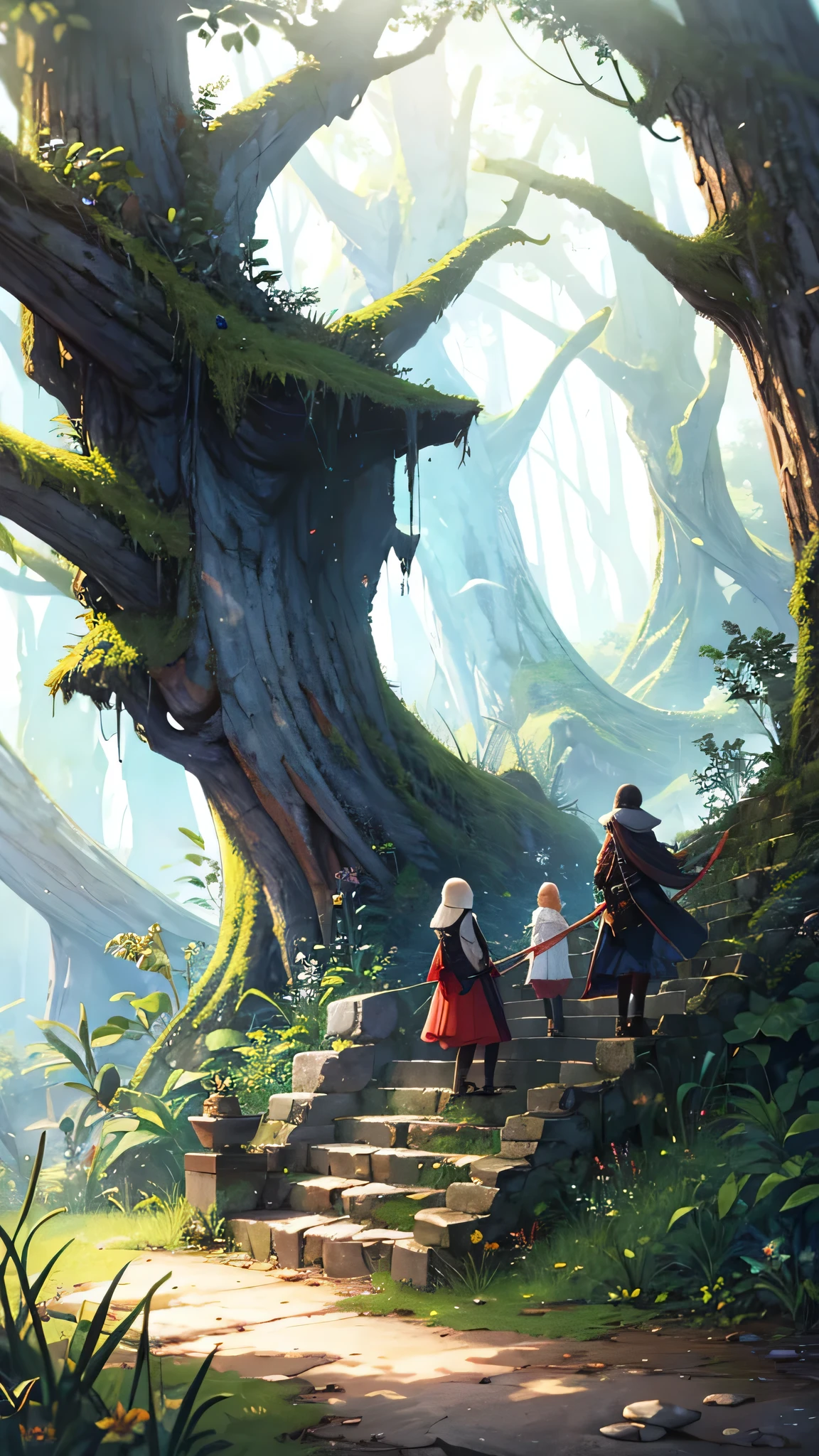 Ancient forest, It is expressed with very delicate and high-quality digital painting technology., Reach 8K resolution. This work、With its sharp focus、It&#39;s getting a lot of attention on the ArtStation website.。, Rich changes in light, Highly complex and detailed central structure. Inspired by artists like Lois van Baarle (Reusch), Ilya Kuvshinov, Studio Ghibli, The style of the website、The soft, watercolor-like colors capture the chibi-kawaii aesthetic.。.