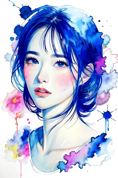 (shape:1.2),masterpiece, highest quality, one girl,watercolor \(moderate\) painting,