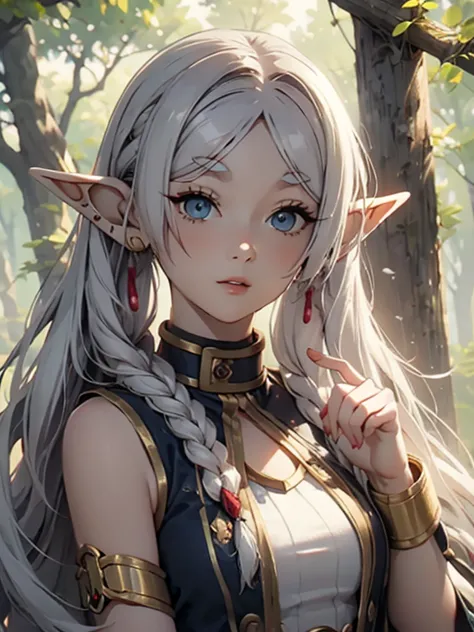 masterpiece, highest quality, Very detailed, 16k, Ultra-high resolution、1 middle-aged elf girl, Detailed face、Perfect Fingers, E...